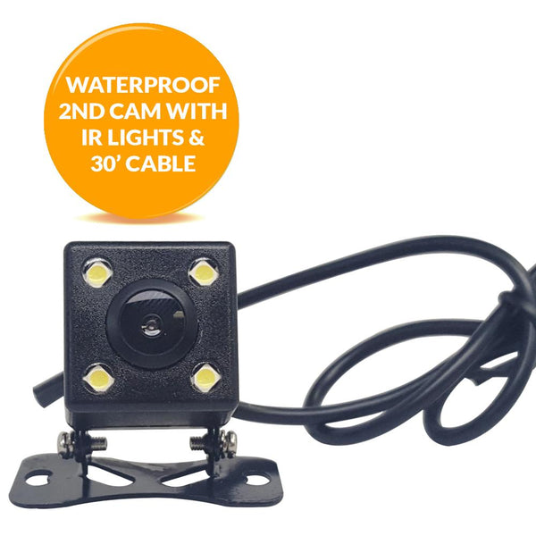 2 Camera 1080P Trucker Dash Cam - Record 2 Viewpoints at Once! Add GPS to Track Speed/Location!