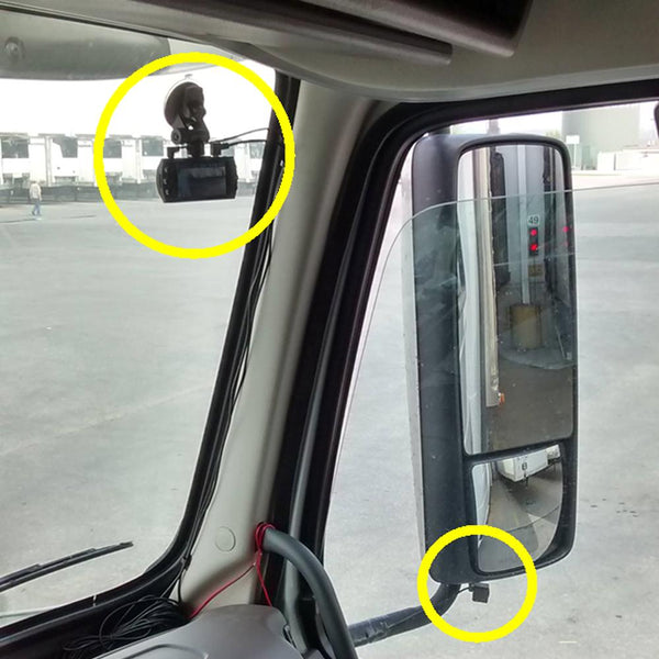 2 Camera 1080P Trucker Dash Cam - Record 2 Viewpoints at Once! Add GPS to Track Speed/Location!